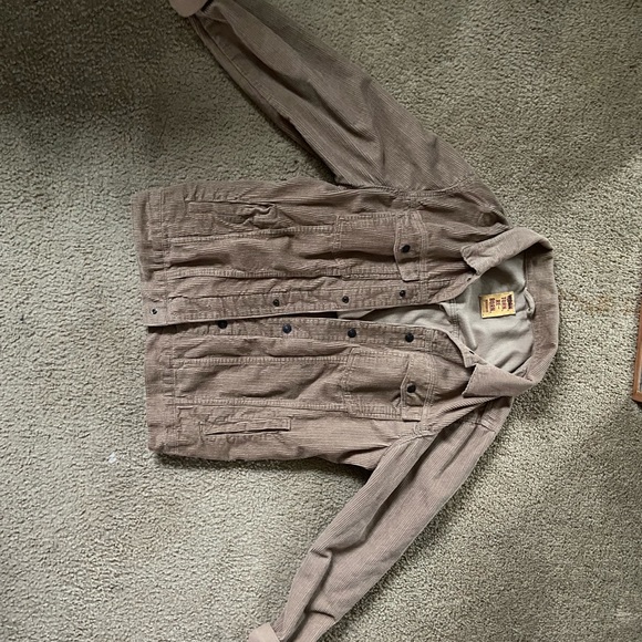 PULL&BEAR Worn Torn and Reborn Tan Corduroy Button Down Jacket - Size EU L - Picture 2 of 9